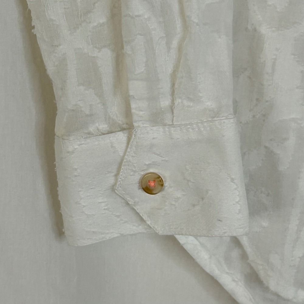 Maeve Anthropologie Womens Button Down Shirt Size 8 White Floral Long Sleeve - Picture 3 of 14